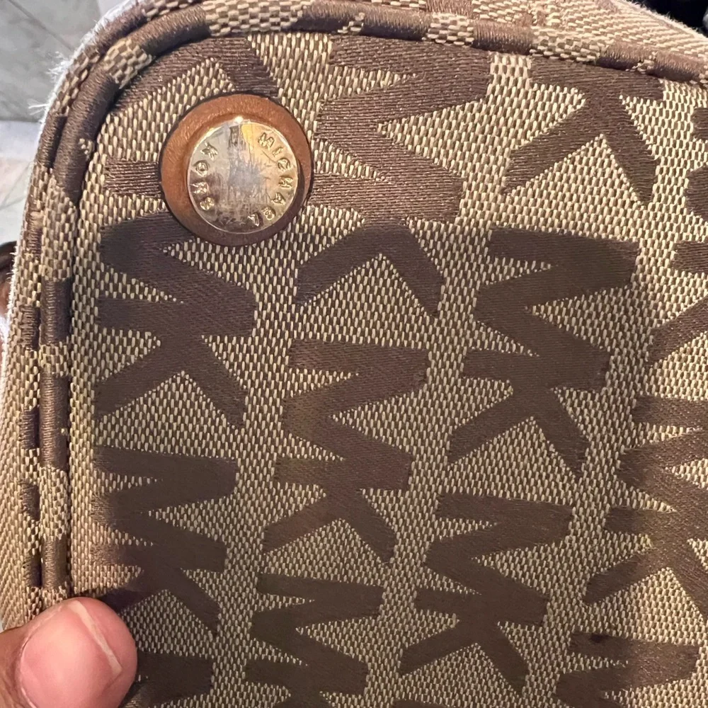 Michael Kors Tan and Brown Logo Tote - Picture 10 of 16